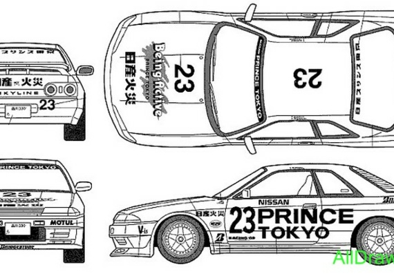 Nissan Skyline R32 (Nissan Skyline P32) - drawings (drawings) of the car